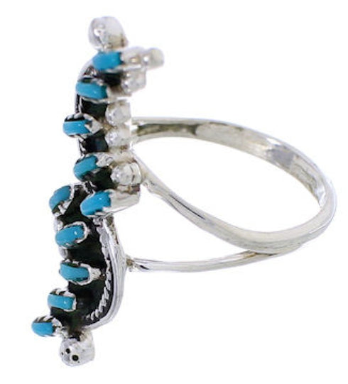 Authentic Silver And Needlepoint Turquoise Ring Size 5-1/4 YX33943