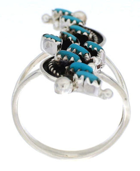 Silver And Needlepoint Turquoise Jewelry Ring Size 8-1/2 YX33951
