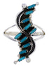Southwest Needlepoint Turquoise And Silver Ring Size 6-1/4 YX34050