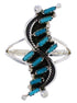 Southwest Needlepoint Turquoise Silver Ring Size 5-3/4 YX34054