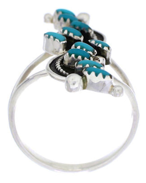 Southwest Needlepoint Turquoise Silver Ring Size 5-3/4 YX34054