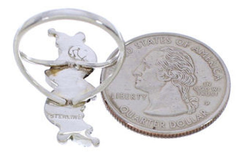 Southwest Needlepoint Turquoise Silver Ring Size 5-3/4 YX34054