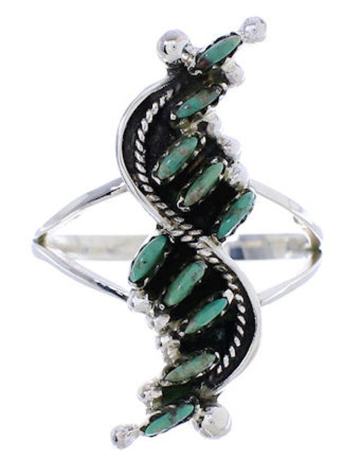 Needlepoint Turquoise And Southwest Silver Ring Size 8 YX34072