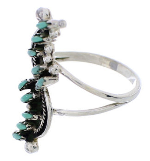 Silver Southwest Turquoise Needlepoint Ring Size 7-1/2 YX34087