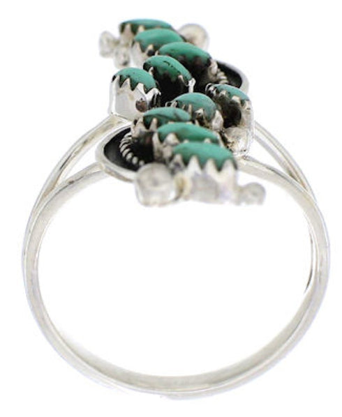 Silver Southwest Turquoise Needlepoint Ring Size 7-1/2 YX34087
