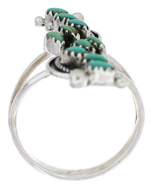 Needlepoint Southwest Turquoise And Silver Ring Size 6-3/4 YX34116