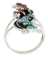 Needlepoint Coral Turquoise Genuine Silver Ring Size 6-3/4 YX34914