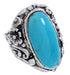Turquoise Southwest Silver Flower Jewelry Ring Size 6-1/4 YX34250
