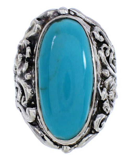 Turquoise Southwest Silver Flower Jewelry Ring Size 6-1/4 YX34250