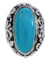 Turquoise Southwest Silver Flower Jewelry Ring Size 6-1/4 YX34250