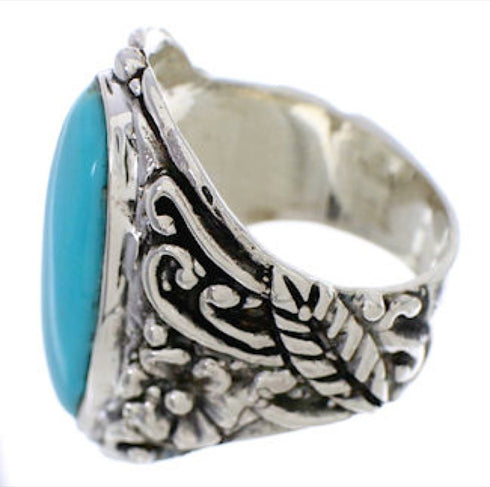 Turquoise Southwest Silver Flower Jewelry Ring Size 6-1/4 YX34250