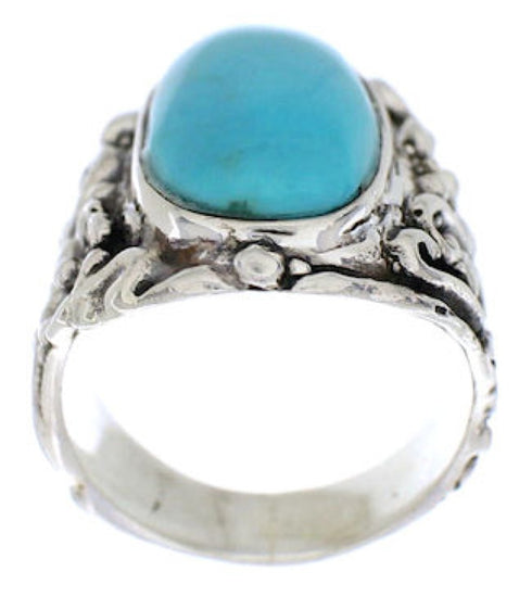 Turquoise Southwest Silver Flower Jewelry Ring Size 6-1/4 YX34250