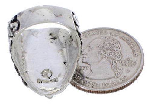 Turquoise Southwest Silver Flower Jewelry Ring Size 6-1/4 YX34250