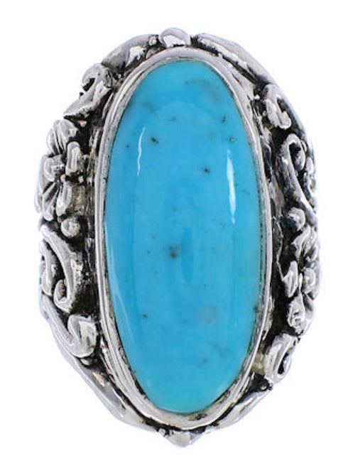 Southwest Turquoise Silver Flower Ring Size 5-1/4 YX34263