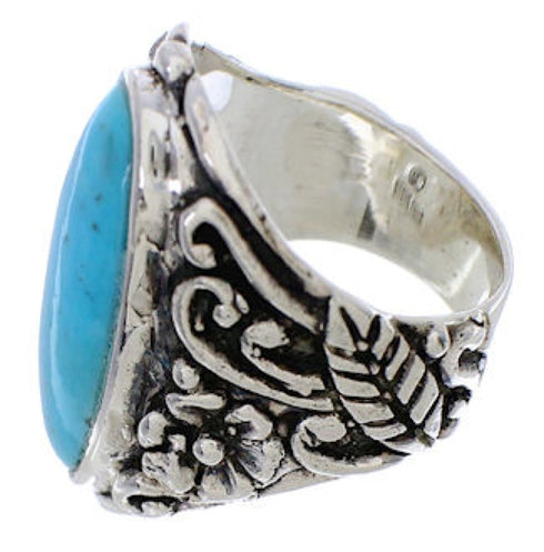 Southwest Turquoise Silver Flower Ring Size 5-1/4 YX34263