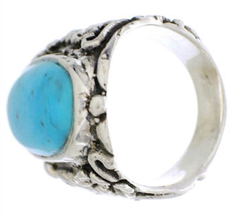 Southwest Turquoise Silver Flower Ring Size 5-1/4 YX34263