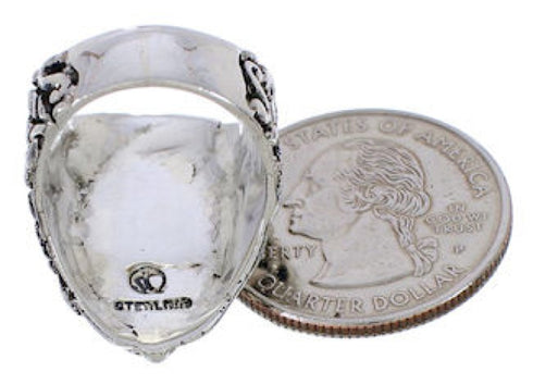 Southwest Turquoise Silver Flower Ring Size 5-1/4 YX34263