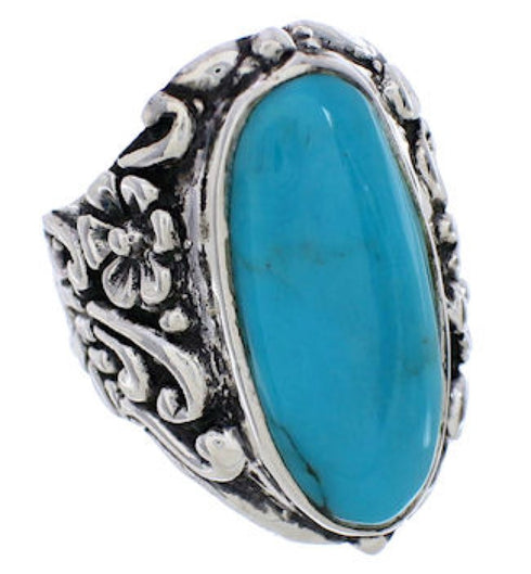 Authentic Silver Flower Turquoise Southwest Ring Size 6-3/4 YX34288