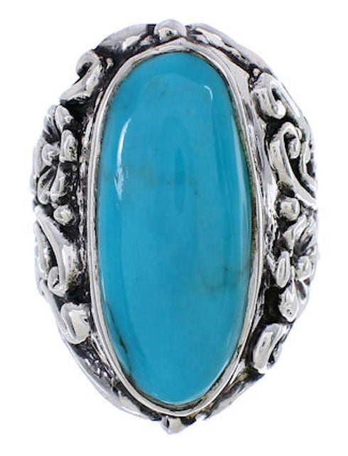 Authentic Silver Flower Turquoise Southwest Ring Size 6-3/4 YX34288
