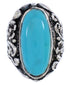 Turquoise Southwest Silver Flower Jewelry Ring Size 6-3/4 YX34356