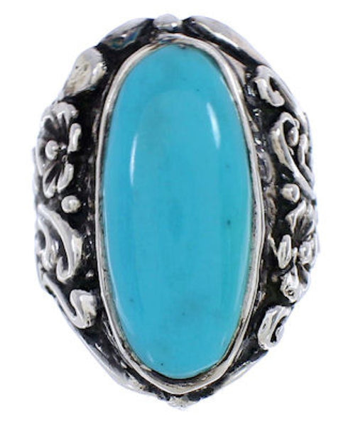 Turquoise Authentic Silver Flower Jewelry Ring Size 5-3/4 YX34361