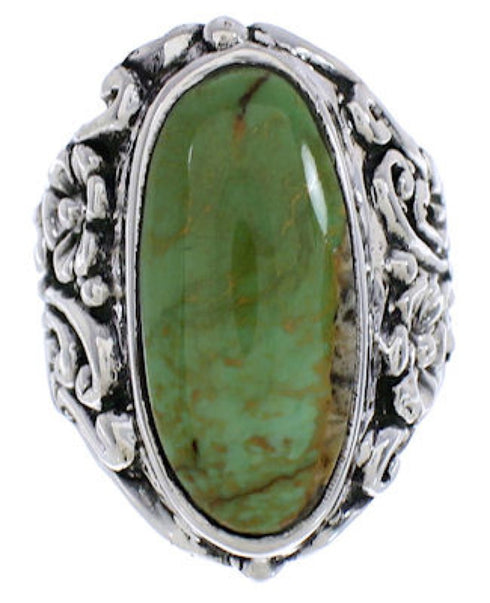 Silver Flower Turquoise Southwest Jewelry Ring Size 6-3/4 YX34397