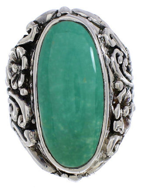 Turquoise Silver Flower Southwest Jewelry Ring Size 6-1/2 YX34407