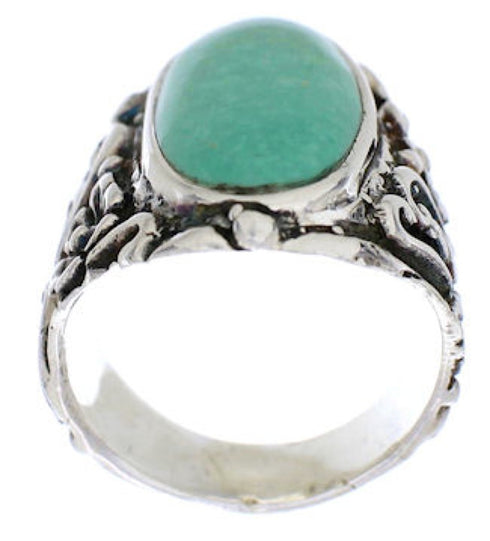Turquoise Silver Flower Southwest Jewelry Ring Size 6-1/2 YX34407