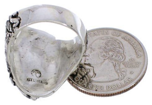 Silver Flower Jewelry Turquoise Ring Size 5-1/4 YX34569