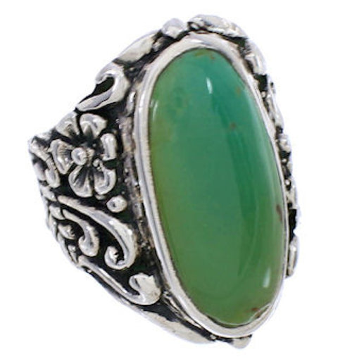 Turquoise Jewelry Sterling Silver Flower Ring Size 5-3/4 YX34580