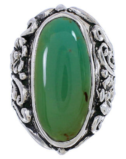 Turquoise Jewelry Sterling Silver Flower Ring Size 5-3/4 YX34580
