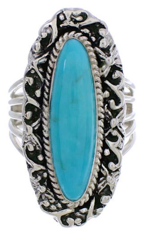 Sterling Silver Jewelry Turquoise Ring Size 5-3/4 UX34471