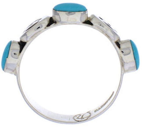 Genuine Sterling Silver Turquoise Stackable Ring Size 7-3/4 UX34770