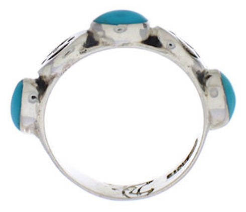 Sterling Silver Turquoise Jewelry Stackable Ring Size 4-3/4 UX34777
