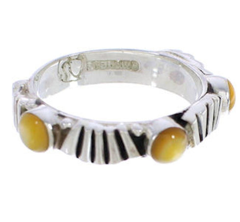 Sterling Silver Yellow Mother Of Pearl Stackable Ring Size 5 UX34857