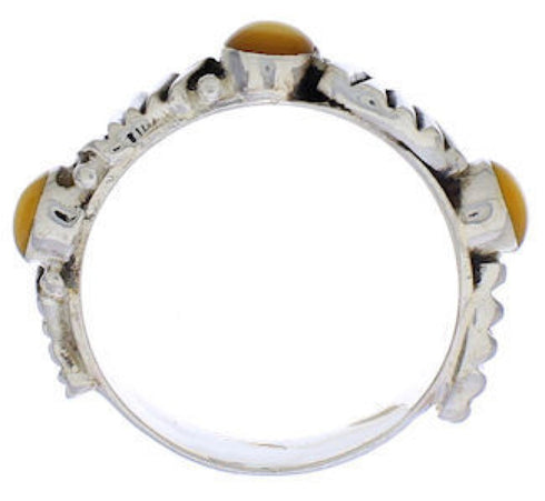 Genuine Yellow Mother Of Pearl Stackable Ring Size 8-1/4 UX34877