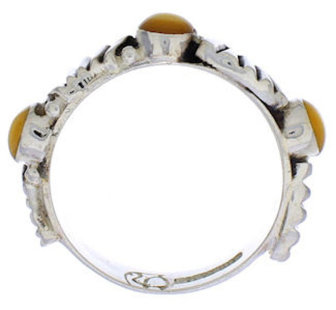 Genuine Silver Yellow Mother Of Pearl Stackable Ring Size 6 UX34868
