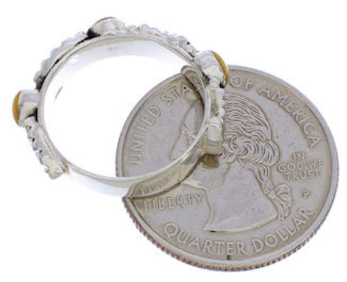 Silver And Yellow Mother Of Pearl Stackable Ring Size 5-3/4 UX34862