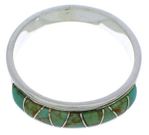 Turquoise Inlay Sterling Silver Jewelry Ring Size 8-1/4 UX36891