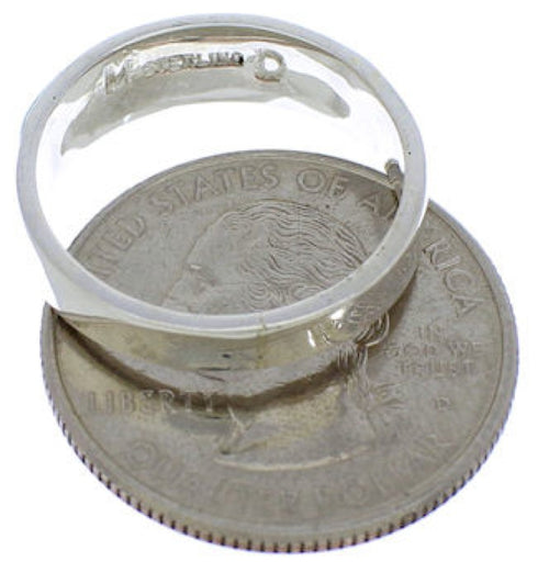 Genuine Sterling Silver Turquoise Inlay Ring Size 7-1/4 UX36887