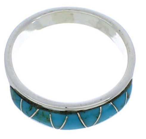 Turquoise Inlay Sterling Silver Southwest Ring Size 5-3/4 UX36912