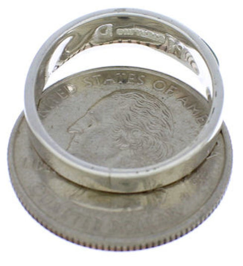 Turquoise Inlay Sterling Silver Southwest Ring Size 8-3/4 UX37039