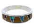 Southwest Sterling Silver Multicolor Inlay Ring Size 5-1/4 UX37291