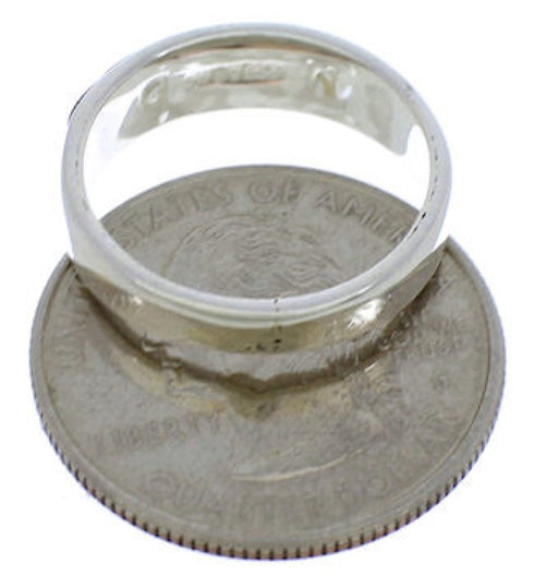 Southwestern Sterling Silver Multicolor Inlay Ring Size 6-1/2 UX37298