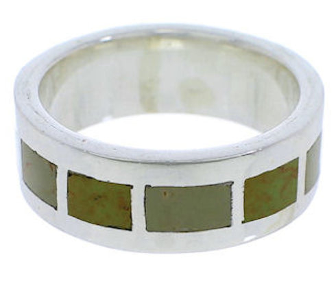 Southwest Sterling Silver Turquoise Inlay Ring Size 5-1/2 UX37372