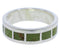 Southwestern Sterling Silver Turquoise Inlay Ring Size 7-3/4 UX37480