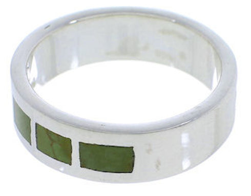Southwestern Sterling Silver Turquoise Inlay Ring Size 7-3/4 UX37480