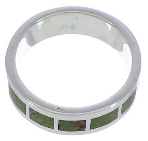 Southwestern Sterling Silver Turquoise Inlay Ring Size 7-3/4 UX37480