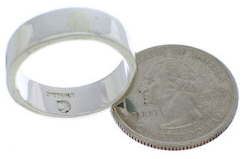 Turquoise Inlay Jewelry Sterling Silver Ring Size 7-1/4 UX37487