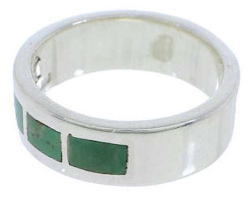 Authentic Sterling Silver Turquoise Inlay Ring Size 8-1/4 UX37539